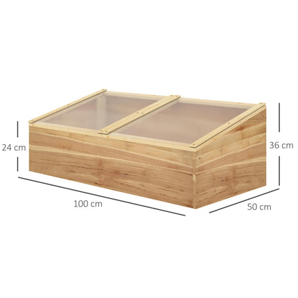 Wooden Cold Frame Greenhouse with Polycarbonate Roof Panels - Natural