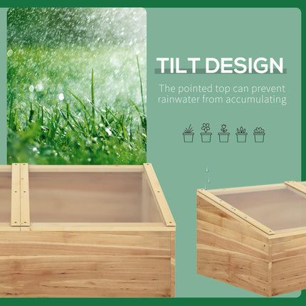 Wooden Cold Frame Greenhouse with Polycarbonate Roof Panels - Natural