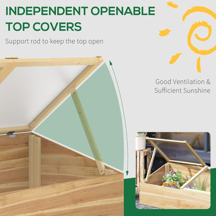 Wooden Cold Frame Greenhouse with Polycarbonate Roof Panels - Natural