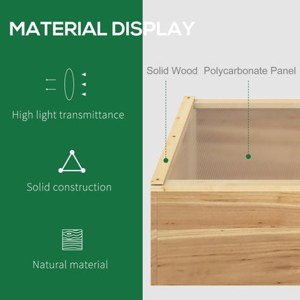 Wooden Cold Frame Greenhouse with Polycarbonate Roof Panels - Natural