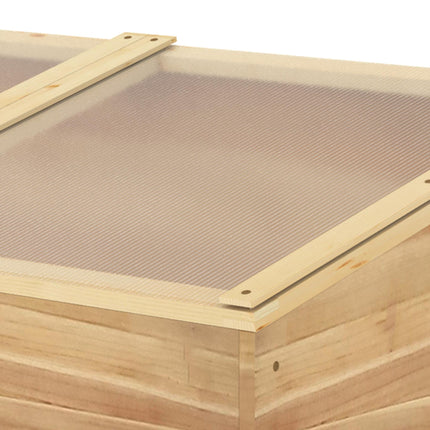 Wooden Cold Frame Greenhouse with Polycarbonate Roof Panels - Natural