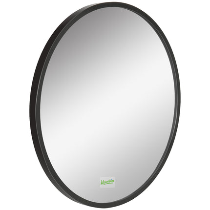 Modern Round Bathroom Mirror with Aluminium Frame 40cm - Black