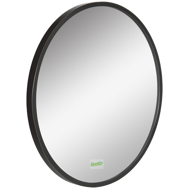 Modern Round Bathroom Mirror with Aluminium Frame 40cm - Black