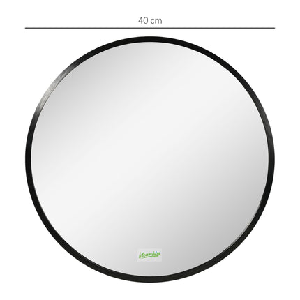 Modern Round Bathroom Mirror with Aluminium Frame 40cm - Black