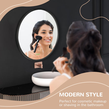 Modern Round Bathroom Mirror with Aluminium Frame 40cm - Black