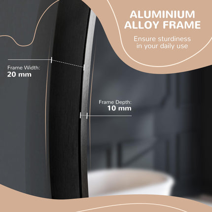 Modern Round Bathroom Mirror with Aluminium Frame 40cm - Black