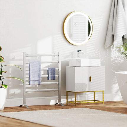 Dimmable LED Round Bathroom Mirror 60cm with Memory Function - Gold Tone