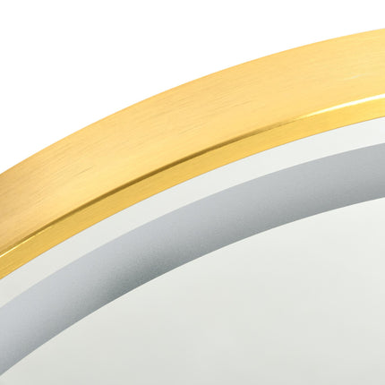 Dimmable LED Round Bathroom Mirror 60cm with Memory Function - Gold Tone