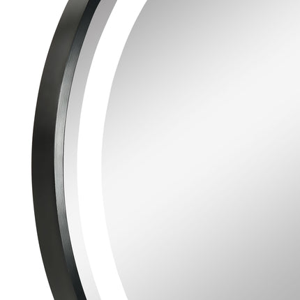 Dimmable Round LED Bathroom Mirror with 3 Temperature Colours Hardwired - Black