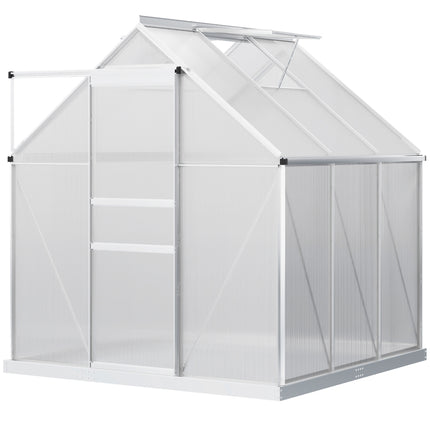 Walk-In 190 x 190cm Polycarbonate Greenhouse - Silver Tone