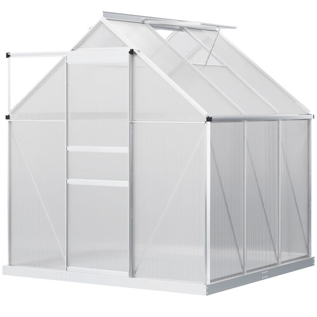 Walk-In 190 x 190cm Polycarbonate Greenhouse - Silver Tone