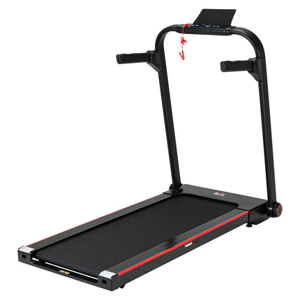 750W Folding Electric Treadmill with LED Monitor and Safety Button - Black
