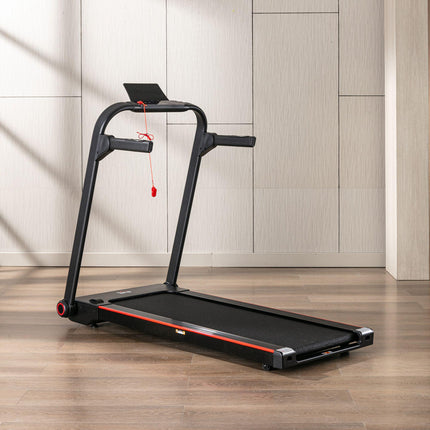 750W Folding Electric Treadmill with LED Monitor and Safety Button - Black
