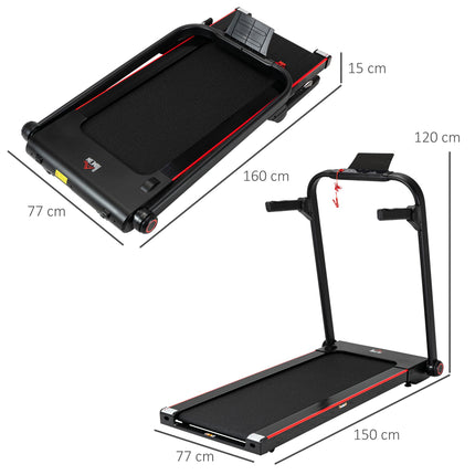 750W Folding Electric Treadmill with LED Monitor and Safety Button - Black