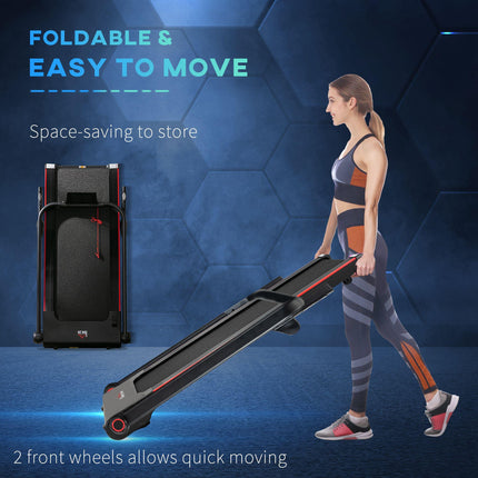 750W Folding Electric Treadmill with LED Monitor and Safety Button - Black