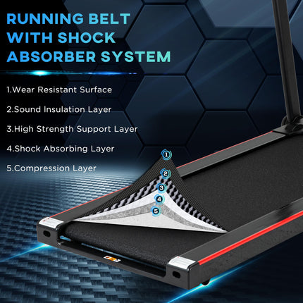 750W Folding Electric Treadmill with LED Monitor and Safety Button - Black
