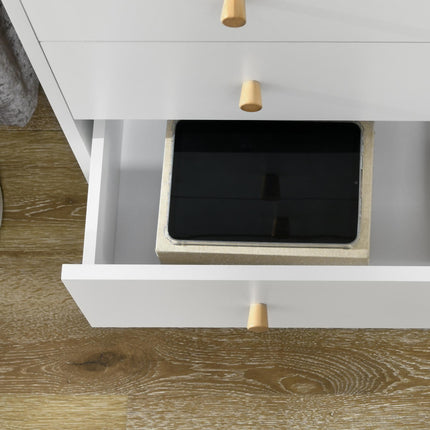 3-Drawer Chest of Drawers Storage Organizer Unit with Wood Legs for Bedroom & Living Room - White