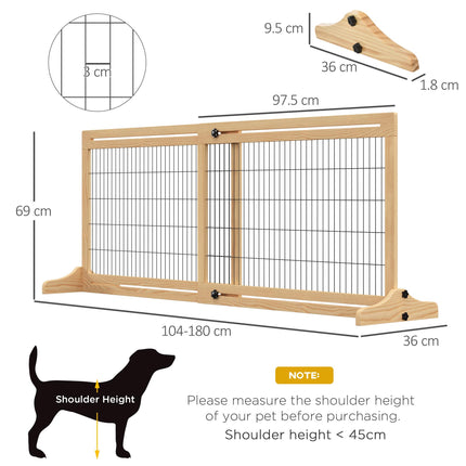 Adjustable Wooden Pet Gate 69H x 104-183 cm with 2 Panels for Doorway & Hallway - Natural
