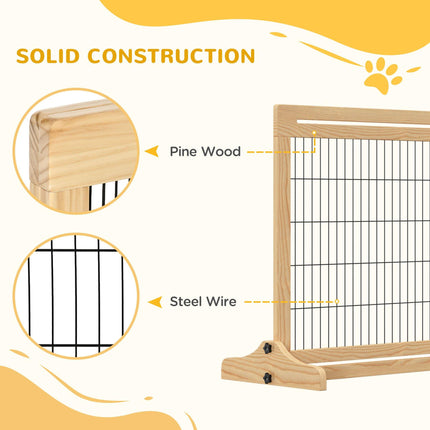 Adjustable Wooden Pet Gate 69H x 104-183 cm with 2 Panels for Doorway & Hallway - Natural