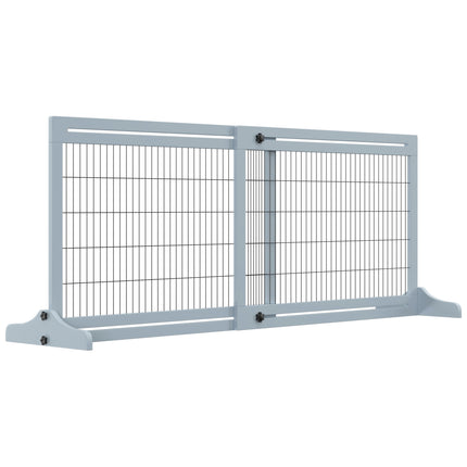 Adjustable Wooden Freestanding Pet Gate with 3 Panels 104-183cm Width x 69cm Height - Blue