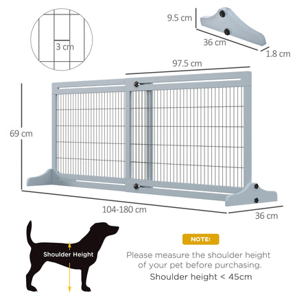 Adjustable Wooden Freestanding Pet Gate with 3 Panels 104-183cm Width x 69cm Height - Blue