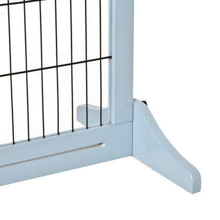 Adjustable Wooden Freestanding Pet Gate with 3 Panels 104-183cm Width x 69cm Height - Blue