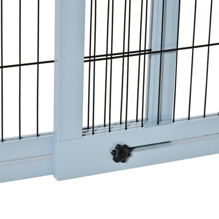 Adjustable Wooden Freestanding Pet Gate with 3 Panels 104-183cm Width x 69cm Height - Blue