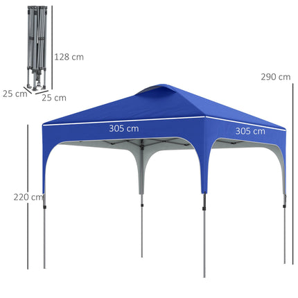 3 x 3(M) Pop Up Gazebo, UPF 50+ Foldable Canopy Tent with Wheeled Carrybag, 4 Le