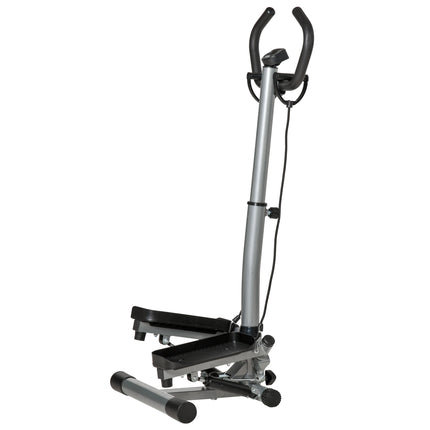 Adjustable Twist Stepper Machine with LCD Screen and Height-Adjustable Handlebars - Silver and Black