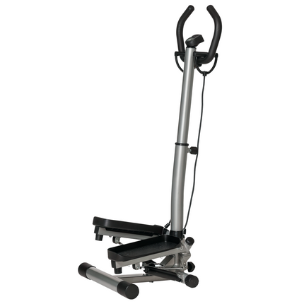 Adjustable Twist Stepper Machine with LCD Screen and Height-Adjustable Handlebars - Silver and Black
