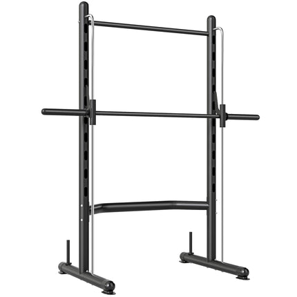 Adjustable Squat Rack with Pull-Up Bar and Barbell Bar for Home Gym - Black and Silver