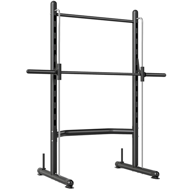 Adjustable Squat Rack with Pull-Up Bar and Barbell Bar for Home Gym - Black and Silver