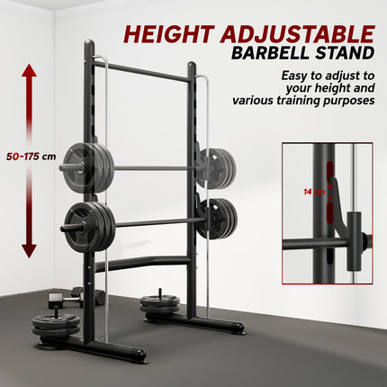 Adjustable Squat Rack with Pull-Up Bar and Barbell Bar for Home Gym - Black and Silver