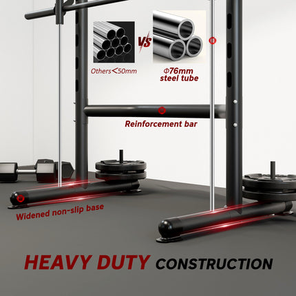 Adjustable Squat Rack with Pull-Up Bar and Barbell Bar for Home Gym - Black and Silver