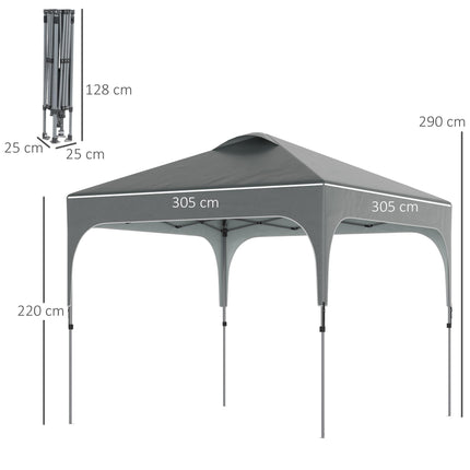 3 x 3(M) Pop Up Gazebo, UPF 50+ Foldable Canopy Tent with Wheeled Carrybag, 4 Le