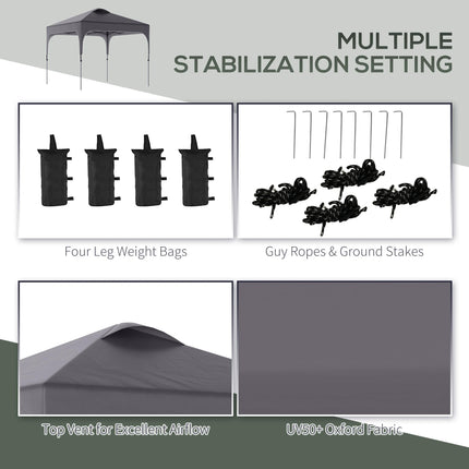 3 x 3(M) Pop Up Gazebo, UPF 50+ Foldable Canopy Tent with Wheeled Carrybag, 4 Le