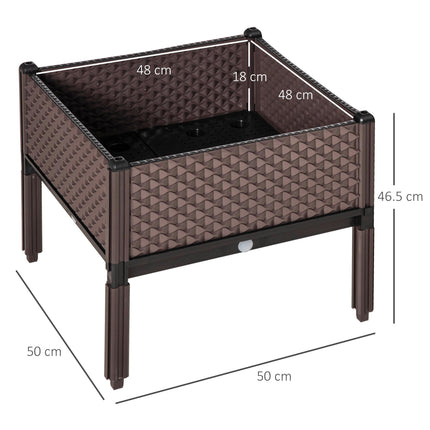 Set of 2 Garden Raised Beds 50x50x46.5cm with Self-Watering Elevated Planter Boxes - Brown