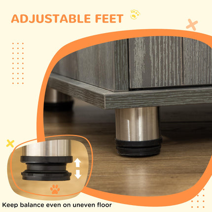 Dog Crate Furniture End Table for Small & Medium Dogs with Magnetic Door, Grey - 85x55x75 cm