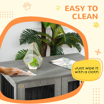 Dog Crate Furniture End Table for Small & Medium Dogs with Magnetic Door, Grey - 85x55x75 cm