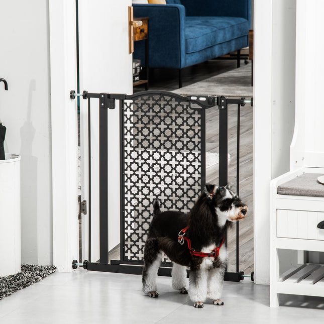 74-80 cm Pet Safety Gate Barrier with Auto Close & Double Locking for Doorways and Stairs - Black