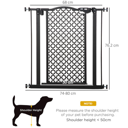 74-80 cm Pet Safety Gate Barrier with Auto Close & Double Locking for Doorways and Stairs - Black