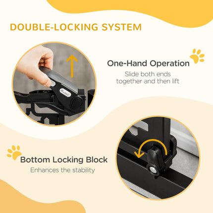 74-80 cm Pet Safety Gate Barrier with Auto Close & Double Locking for Doorways and Stairs - Black
