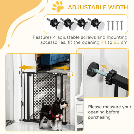 74-80 cm Pet Safety Gate Barrier with Auto Close & Double Locking for Doorways and Stairs - Black