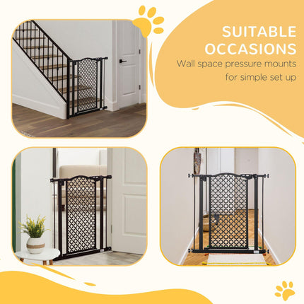 74-80 cm Pet Safety Gate Barrier with Auto Close & Double Locking for Doorways and Stairs - Black