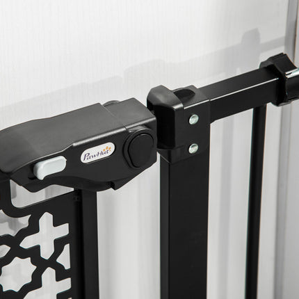 74-80 cm Pet Safety Gate Barrier with Auto Close & Double Locking for Doorways and Stairs - Black