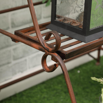 3 Tier Stair Style Metal Plant Stand Storage Organizer Rack for Indoor Outdoor Patio - Rust Brown