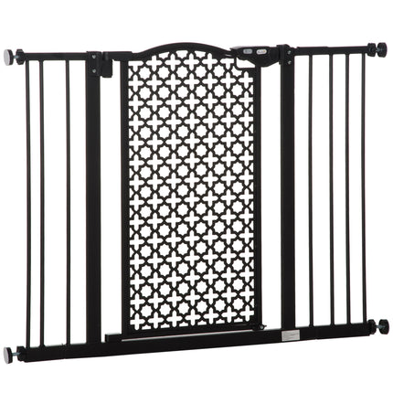 Adjustable 74-105 cm Pet Safety Gate with Auto Close & Double Locking for Doors & Stairs - Black