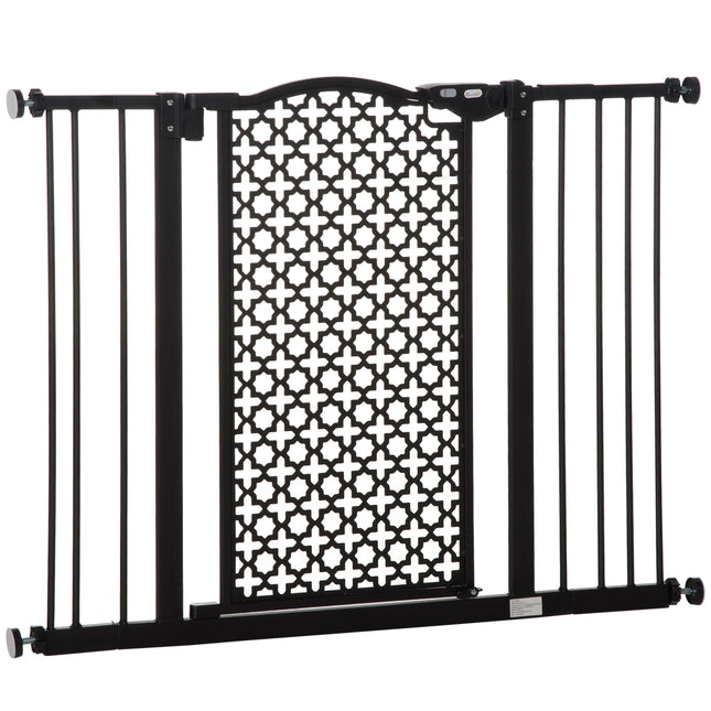 Adjustable 74-105 cm Pet Safety Gate with Auto Close & Double Locking for Doors & Stairs - Black