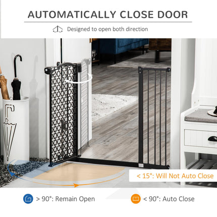 Adjustable 74-105 cm Pet Safety Gate with Auto Close & Double Locking for Doors & Stairs - Black