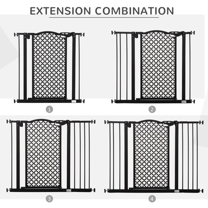 Adjustable 74-105 cm Pet Safety Gate with Auto Close & Double Locking for Doors & Stairs - Black